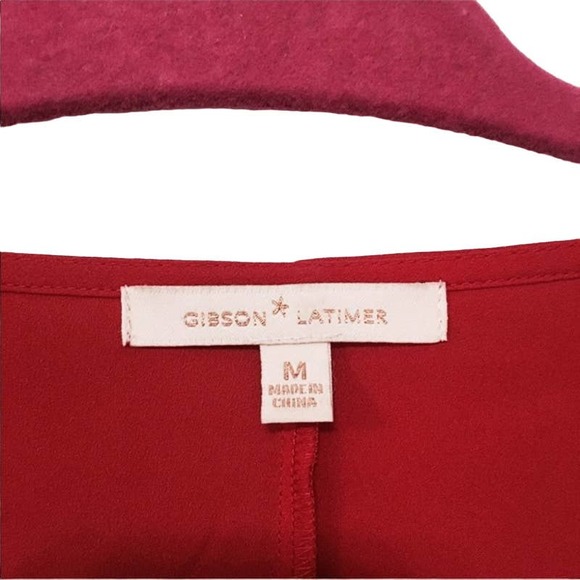 Gibson Latimer Red Bell Sleeves Crisscross Blouse - Picture 9 of 9